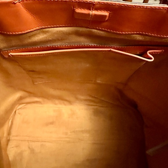 Ann Taylor Orange Leather Square Tote - Picture 10 of 13